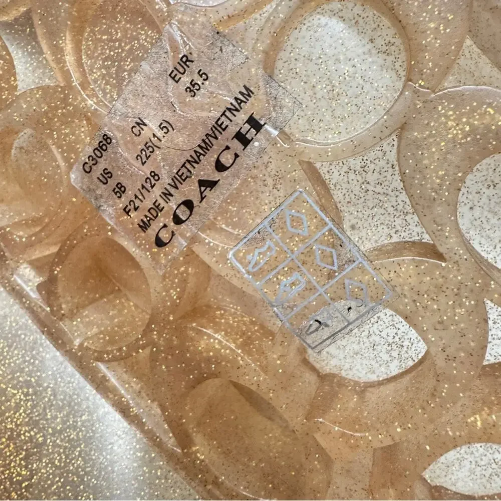 Coach Pink Champagne Jelly Slides Women’s 5 Flat Sandals Beach Pool Vacation
